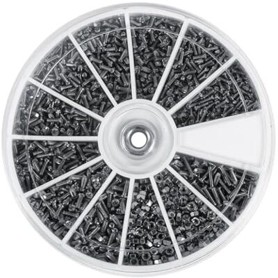 Walfront 600 peças 12 tipos parafusos e porcas pequenas, conjunto de parafusos com caixa de plástico para relógios ou óculos M1 M1.2 M1.4 M1.6 Walfront 600 peças 12 tipos parafusos e porcas pequenas, conjunto de parafusos com caixa de plástico para relógios ou óculos M1 M1.2 M1.4 M1.6