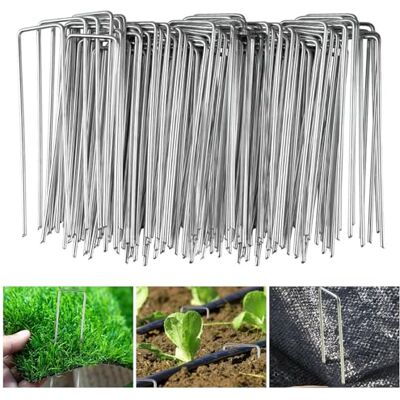 Velway 100 Grampos de Jardim para Malha Anti-ervas 150x36 mm Ø 3 mm Ancoragem de Terra Pregos de Aço Inoxidável Galvanizados para Relva Artificial, Vedação e Rede Pregos para Camping Velway 100 Grampos de Jardim para Malha Anti-ervas 150x36 mm Ø 3 mm Ancoragem de Terra Pregos de Aço Inoxidável Galvanizados para Relva Artificial, Vedação e Rede Pregos para Camping