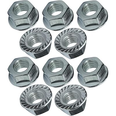 AERZETIX C49644 Conjunto de 10 porcas hexagonais com flange/base dentada M8 Ø exterior 17 mm em aço carbono porca de segurança auto-bloqueadora AERZETIX C49644 Conjunto de 10 porcas hexagonais com flange/base dentada M8 Ø exterior 17 mm em aço carbono porca de segurança auto-bloqueadora