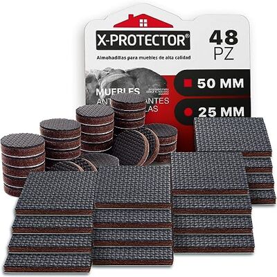 X-Protector Protetor pernas cadeiras borracha X-protetor feltro autocolante móveis 48 25 mm e 50 mm Feltro em borracha protetores de chão para móveis X-Protector Protetor pernas cadeiras borracha X-protetor feltro autocolante móveis 48 25 mm e 50 mm Feltro em borracha protetores de chão para móveis