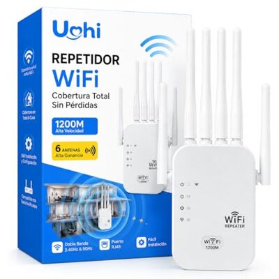 Genérico 2026 Novo reprodutor WiFi de 1200 Mbps, amplificador de sinal WiFi de longo alcance 2,4 e 5 GHz com 6 antenas, estender até 120 m2, configuração simples de WPS, para casa e escritório escritório em Genérico 2026 Novo reprodutor WiFi de 1200 Mbps, amplificador de sinal WiFi de longo alcance 2,4 e 5 GHz com 6 antenas, estender até 120 m2, configuração simples de WPS, para casa e escritório escritório em