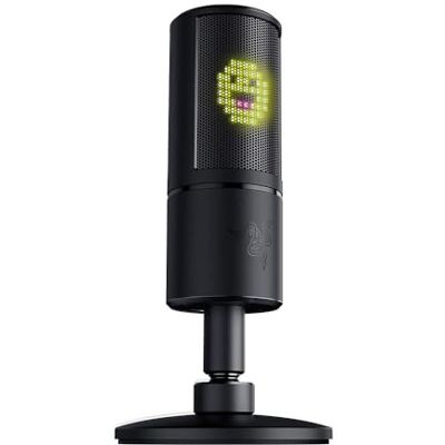 Razer Seiren Emote Microfone condensador USB para transmissão, Microfone para Streaming (Compacto com amortecedor, padrão de gravação supercardióide, LED Chroma) Preto Razer Seiren Emote Microfone condensador USB para transmissão, Microfone para Streaming (Compacto com amortecedor, padrão de gravação supercardióide, LED Chroma) Preto