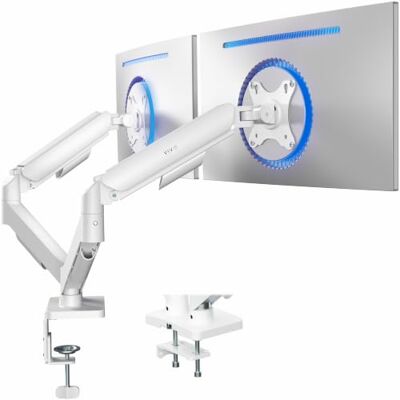 VIVO Monitor duplo de até 32 polegadas e 20 libras por ecrã, suporte de secretária de braço mecânico, contrapeso articulado, suporte VESA, clássico, branco STAND-V002OW VIVO Monitor duplo de até 32 polegadas e 20 libras por ecrã, suporte de secretária de braço mecânico, contrapeso articulado, suporte VESA, clássico, branco STAND-V002OW