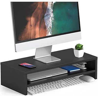 FITUEYES Suporte para monitor de elevação monitor de madeira de 2 camadas L54 x W25,5 x H14 cm (preto) DT205401WB FITUEYES Suporte para monitor de elevação monitor de madeira de 2 camadas L54 x W25,5 x H14 cm (preto) DT205401WB