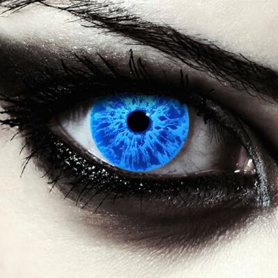 Designlenses , Duas lentes diárias de cor totalmente para o Dia das Bruxas, 1 par/2 peças, sem graduação (Blue Fire, 14,00, 0,00, Dioptrias) Designlenses , Duas lentes diárias de cor totalmente para o Dia das Bruxas, 1 par/2 peças, sem graduação (Blue Fire, 14,00, 0,00, Dioptrias)
