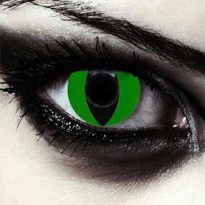 Designlenses , Duas lentes de cores verdes para Halloween costume olho de gato/dragão lentes verdes sem dioprtías/corrigir capa de lente gratuita "Green Cat eye Designlenses , Duas lentes de cores verdes para Halloween costume olho de gato/dragão lentes verdes sem dioprtías/corrigir capa de lente gratuita "Green Cat eye