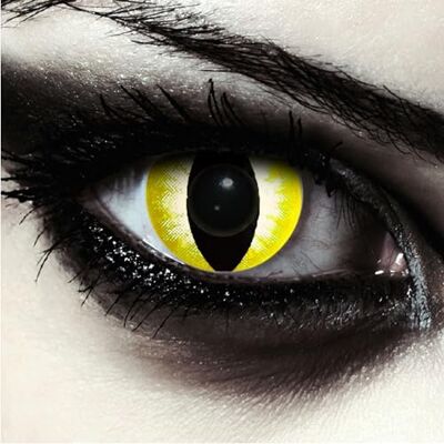 Designlenses , Duas lentes amarelas para Halloween cobra disfarce, 1 par/2 peças, olhos de gato sem graduação capa de lente " Designlenses , Duas lentes amarelas para Halloween cobra disfarce, 1 par/2 peças, olhos de gato sem graduação capa de lente "