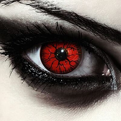 Designlenses , Duas lentes diárias de cores vermelhas para fantasia de vampiro de Halloween, 1 par/2 peças, sem grau (Red Monster, 14.00, 0.00) Designlenses , Duas lentes diárias de cores vermelhas para fantasia de vampiro de Halloween, 1 par/2 peças, sem grau (Red Monster, 14.00, 0.00)