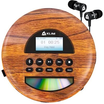 KLIM Nomad Leitor de CD portátil, bateria de longa duração, rádio FM Inclui auriculares, compatível com CD-R e RW, MP3, design mini compacto ideal para transportar em qualquer lugar madeira KLIM Nomad Leitor de CD portátil, bateria de longa duração, rádio FM Inclui auriculares, compatível com CD-R e RW, MP3, design mini compacto ideal para transportar em qualquer lugar madeira