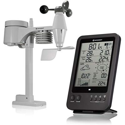 Bresser Wetter Center Estação meteorológica 5 em 1, Preto Temperatura interior e exterior, humidade, pluviómetro, anemómetro, previsão meteorológica, hora DCF, alerta de gelo Bresser Wetter Center Estação meteorológica 5 em 1, Preto Temperatura interior e exterior, humidade, pluviómetro, anemómetro, previsão meteorológica, hora DCF, alerta de gelo