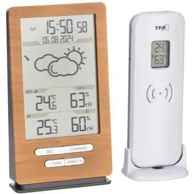 TFA Dostmann Xena 35.1162 Estação meteorológica controlada por rádio, com sensor exterior, temperatura interior e exterior, previsão e humidade do ar, relógio de rádio TFA Dostmann Xena 35.1162 Estação meteorológica controlada por rádio, com sensor exterior, temperatura interior e exterior, previsão e humidade do ar, relógio de rádio