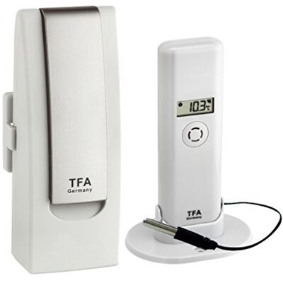 TFA Dostmann WEATHERHUB Sistema de vigilância pela Internet com transmissor higrómetro térmico com sensor de temperatura profissional, cor branca, 138 x 101 x 291 mm TFA Dostmann WEATHERHUB Sistema de vigilância pela Internet com transmissor higrómetro térmico com sensor de temperatura profissional, cor branca, 138 x 101 x 291 mm