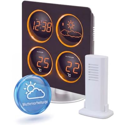 techno line Technoline Ws 6830 Estação meteorológica, âmbar Led, cor preta techno line Technoline Ws 6830 Estação meteorológica, âmbar Led, cor preta