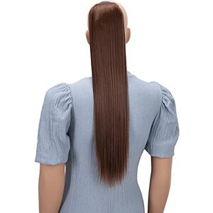 CAISHA 60 cm Postizo extensão de cabelo de cavalo trança com 2 fitas lisas castanho cobre HC24 CAISHA 60 cm Postizo extensão de cabelo de cavalo trança com 2 fitas lisas castanho cobre HC24