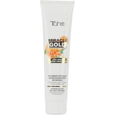 Tahe Miracle Gold Tratamento intensivo anti-encrespamento instantâneo com queratina, óleo de argão e extrato de camomila, 100 ml Tahe Miracle Gold Tratamento intensivo anti-encrespamento instantâneo com queratina, óleo de argão e extrato de camomila, 100 ml