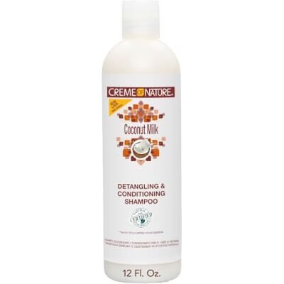 Creme of Nature Shampoo de leite de coco , desembaraçador e condicionador para todos os tipos de cabelos, fórmula com óleo de coco, nutrição e brilho intensos (354 ml) Creme of Nature Shampoo de leite de coco , desembaraçador e condicionador para todos os tipos de cabelos, fórmula com óleo de coco, nutrição e brilho intensos (354 ml)