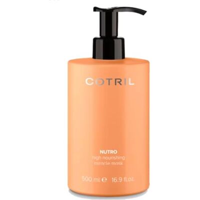 Cotril Máscara Nutro High Nourishing Miracle 500 ml Máscara ultra utritiva para cabelos secos, sem parabenos, SLES ou SLS. Cotril Máscara Nutro High Nourishing Miracle 500 ml Máscara ultra utritiva para cabelos secos, sem parabenos, SLES ou SLS.