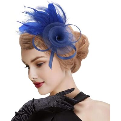 DRESHOW Fascinator Chapéu flor de penas clipe de cabelo elegante chapéu de malha ideal para festas, coquetéis, casamento para mulher DRESHOW Fascinator Chapéu flor de penas clipe de cabelo elegante chapéu de malha ideal para festas, coquetéis, casamento para mulher
