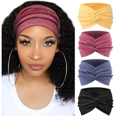 DRESHOW 4 peças diadema para mulher turbante boémia elástico fita faixa de cabelo faixa de cabeça acessórios para o cabelo DRESHOW 4 peças diadema para mulher turbante boémia elástico fita faixa de cabelo faixa de cabeça acessórios para o cabelo