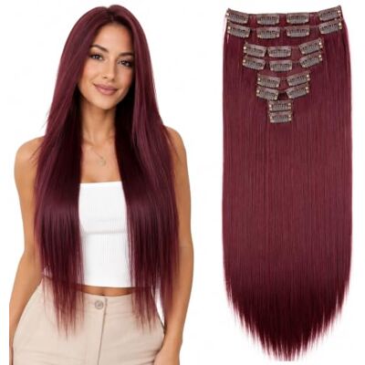 CAISHA XL 60 cm 7 peças Set CLIP IN EXTENSIONS extensão de cabelo postiço liso bordeaux CE27 CAISHA XL 60 cm 7 peças Set CLIP IN EXTENSIONS extensão de cabelo postiço liso bordeaux CE27