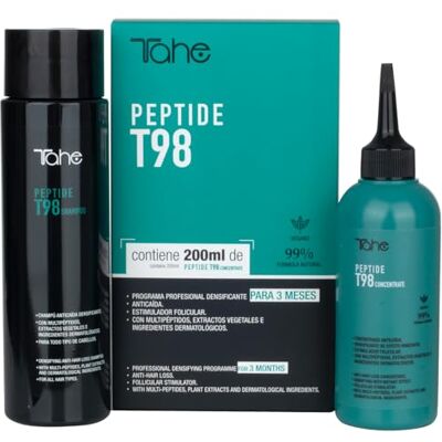 Tahe Peptide T98 Pack Programa anti-queda do cabelo para 3 meses: Tratamento concentrado 200 ml + Champô anti-queda 300 ml Tahe Peptide T98 Pack Programa anti-queda do cabelo para 3 meses: Tratamento concentrado 200 ml + Champô anti-queda 300 ml