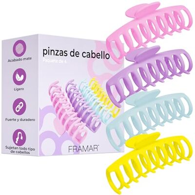FRAMAR Grampos de cabelo para mulher grandes – Grampo de cabelo para mulher, ganchos para o cabelo, extragrandes, antiderrapantes, clipes de cabelo pastel, pastel embalagem de 4 Para el Pelo, Extragrandes, Antideslizantes, Hair Clips, Clips de Colores P FRAMAR Grampos de cabelo para mulher grandes – Grampo de cabelo para mulher, ganchos para o cabelo, extragrandes, antiderrapantes, clipes de cabelo pastel, pastel embalagem de 4 Para el Pelo, Extragrandes, Antideslizantes, Hair Clips, Clips de Colores P