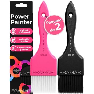 FRAMAR Set de Brochas de Pelo Power Painter – – Paquete de 2 Unidades Pincel de tinta de cabelo, paleta de tinta, cabeleireiro ideal para tingir e balayage FRAMAR Set de Brochas de Pelo Power Painter – – Paquete de 2 Unidades Pincel de tinta de cabelo, paleta de tinta, cabeleireiro ideal para tingir e balayage