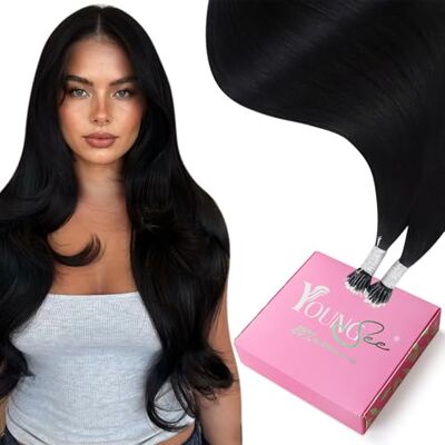 YoungSee Nano Beads Hair Extensões preto Nano Hair Extensões de 16 polegadas Nano Ring Hair Extensões Real Human Hair Black 50 g/50 g Nano Beads Human Hair Extensões Jet Black #1 YoungSee Nano Beads Hair Extensões preto Nano Hair Extensões de 16 polegadas Nano Ring Hair Extensões Real Human Hair Black 50 g/50 g Nano Beads Human Hair Extensões Jet Black #1