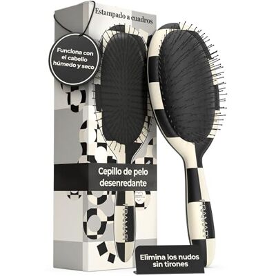 FRAMAR Escova de cabelo desenredante – Escova de cabelo – Impressão xadrez Anti-rotura, escova anti-puxões, pente anti-puxões, elimina os nós e reduz o encolhimento e a quebra, Hair Brush FRAMAR Escova de cabelo desenredante – Escova de cabelo – Impressão xadrez Anti-rotura, escova anti-puxões, pente anti-puxões, elimina os nós e reduz o encolhimento e a quebra, Hair Brush