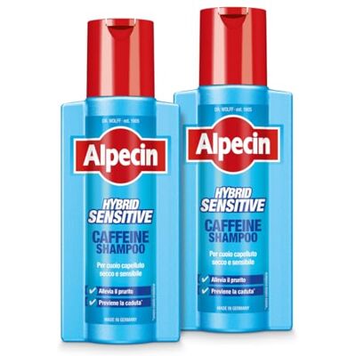 Alpecin Champô Hybrid Cafeina, 2 x 250 ml, para couro cabeludo seco ou comichão Alpecin Champô Hybrid Cafeina, 2 x 250 ml, para couro cabeludo seco ou comichão