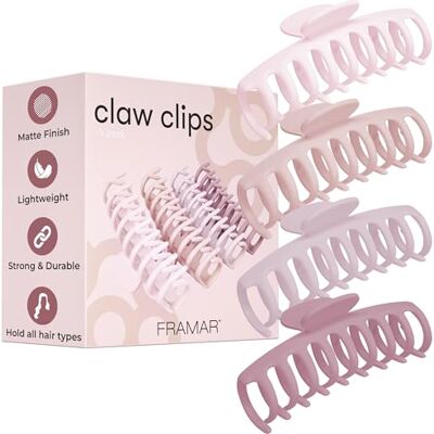 FRAMAR Pinças de Cabelo Grandes para Mulher – Pinça de Cabelo, Pinças para o Cabelo, Extragrandes, Antideslizantes, Clips de Cabelo, Forte Aderência, Rosa Pacote de 4 Para el Pelo, Extragrandes, Antideslizantes, Hair Clips, Fuerte Agarre, Rosa FRAMAR Pinças de Cabelo Grandes para Mulher – Pinça de Cabelo, Pinças para o Cabelo, Extragrandes, Antideslizantes, Clips de Cabelo, Forte Aderência, Rosa Pacote de 4 Para el Pelo, Extragrandes, Antideslizantes, Hair Clips, Fuerte Agarre, Rosa