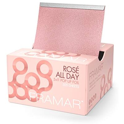 FRAMAR Papel de Mechas Cabeleireiro Papel de Alumínio Cabeleireiro, Lâminas para Cabelo Pré-cortadas e Antiderrapantes em Caixa Dispensadora – Rosa Ouro, 500 Folhas 12,7 x 28 cm para el Cabello Precortadas y Antideslizantes en Caja Dispensadora – Rosa O FRAMAR Papel de Mechas Cabeleireiro Papel de Alumínio Cabeleireiro, Lâminas para Cabelo Pré-cortadas e Antiderrapantes em Caixa Dispensadora – Rosa Ouro, 500 Folhas 12,7 x 28 cm para el Cabello Precortadas y Antideslizantes en Caja Dispensadora – Rosa O