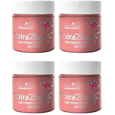 La Riche 4 x Directions Cor de Cabelo Semi-Permanente Frasco de 100 ml (Rosa Pastel) La Riche 4 x Directions Cor de Cabelo Semi-Permanente Frasco de 100 ml (Rosa Pastel)