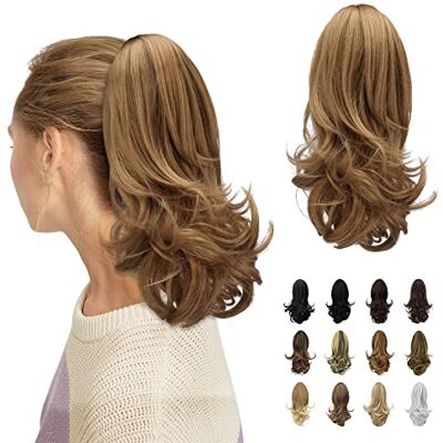 Sofeiyan Pigtail Postiza cabelo natural, 33 cm clipe in Ponytail Hair Extensão de -de-cavalo com pinça, autocolante sintético de aparência natural para mulheres, mistura loiro claro morangos Sofeiyan Pigtail Postiza cabelo natural, 33 cm clipe in Ponytail Hair Extensão de -de-cavalo com pinça, autocolante sintético de aparência natural para mulheres, mistura loiro claro morangos