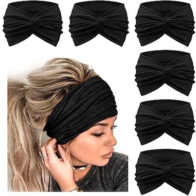 DRESHOW 6 peças faixas largas para mulheres extra grande turbante diadema boho head wrap elástico Hair Twisted Knot acessórios para o cabelo DRESHOW 6 peças faixas largas para mulheres extra grande turbante diadema boho head wrap elástico Hair Twisted Knot acessórios para o cabelo