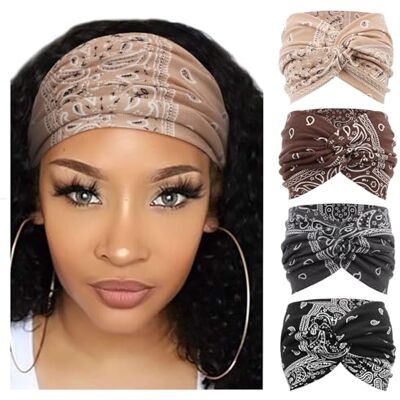 DRESHOW 4 peças diadema para mulher turbante boémia elástico fita faixa de cabelo faixa de cabeça acessórios para o cabelo DRESHOW 4 peças diadema para mulher turbante boémia elástico fita faixa de cabelo faixa de cabeça acessórios para o cabelo