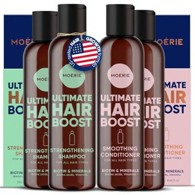 M MOÉRIE Moerie champô anti-queda mulher e homem – Champu e condicionador volumizador com ingredientes de origem natural com mais de 100 ativos para cabelos grossos, longos e saudáveis. 4 x 8.45 Fl Oz M MOÉRIE Moerie champô anti-queda mulher e homem – Champu e condicionador volumizador com ingredientes de origem natural com mais de 100 ativos para cabelos grossos, longos e saudáveis. 4 x 8.45 Fl Oz
