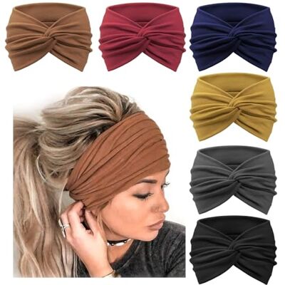 DRESHOW 6 peças faixas largas para mulheres extra grande turbante diadema boho head wrap elástico Hair Twisted Knot acessórios para o cabelo DRESHOW 6 peças faixas largas para mulheres extra grande turbante diadema boho head wrap elástico Hair Twisted Knot acessórios para o cabelo
