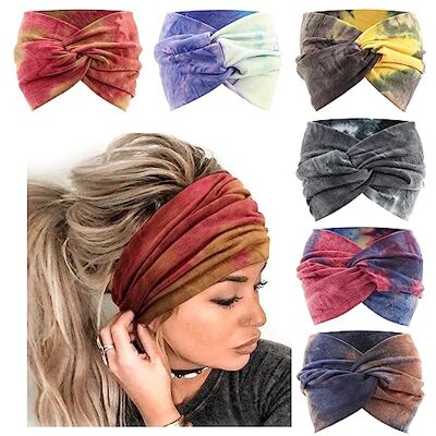 DRESHOW 6 peças faixas largas para mulheres extra grande turbante diadema boho head wrap elástico Hair Twisted Knot acessórios para o cabelo DRESHOW 6 peças faixas largas para mulheres extra grande turbante diadema boho head wrap elástico Hair Twisted Knot acessórios para o cabelo