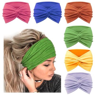 DRESHOW 6 peças faixas largas para mulheres extra grande turbante diadema boho head wrap elástico Hair Twisted Knot acessórios para o cabelo DRESHOW 6 peças faixas largas para mulheres extra grande turbante diadema boho head wrap elástico Hair Twisted Knot acessórios para o cabelo