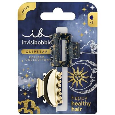 Invisibobble Clip para el pelo pequeño para mujer (2 unidades), color dorado – Pasador pequeño negro elegante para cabello fino – Clipstar Eclipse Lunar Glam Celestial – Hair Claws Statement Invisibobble Clip para el pelo pequeño para mujer (2 unidades), color dorado – Pasador pequeño negro elegante para cabello fino – Clipstar Eclipse Lunar Glam Celestial – Hair Claws Statement