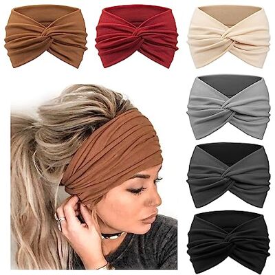 DRESHOW 6 peças faixas largas para mulheres extra grande turbante diadema boho head wrap elástico Hair Twisted Knot acessórios para o cabelo DRESHOW 6 peças faixas largas para mulheres extra grande turbante diadema boho head wrap elástico Hair Twisted Knot acessórios para o cabelo