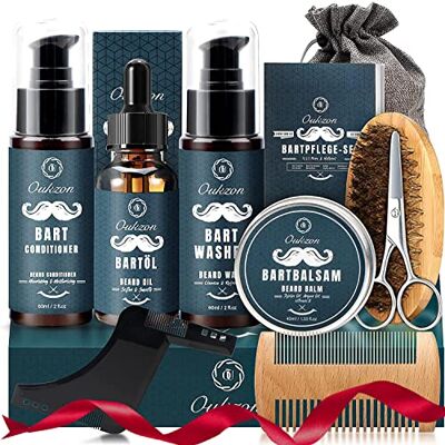 Oukzon Kit Barba Hombre, Cuidado Barba Regalos Originales para Hombre Óleo de barba, champô, condicionador, presente ideal para homem de Natal, dia dos namorados, dia do pai para o pai, namorado Oukzon Kit Barba Hombre, Cuidado Barba Regalos Originales para Hombre Óleo de barba, champô, condicionador, presente ideal para homem de Natal, dia dos namorados, dia do pai para o pai, namorado