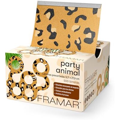 FRAMAR Papel pavios cabeleireiro, alumínio, leopardo, 500 folhas Folhas para o cabelo recortadas e antiderrapantes em caixa dispensadora, 13 x 28 cm FRAMAR Papel pavios cabeleireiro, alumínio, leopardo, 500 folhas Folhas para o cabelo recortadas e antiderrapantes em caixa dispensadora, 13 x 28 cm