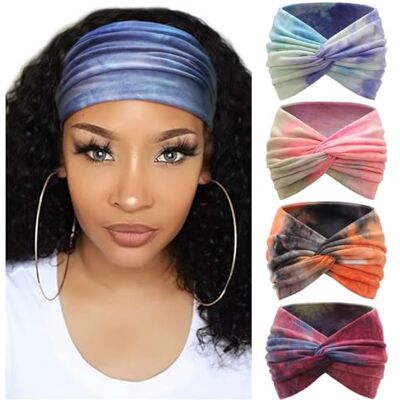 DRESHOW 4 peças diadema para mulher turbante boémia elástico fita faixa de cabelo faixa de cabeça acessórios para o cabelo DRESHOW 4 peças diadema para mulher turbante boémia elástico fita faixa de cabelo faixa de cabeça acessórios para o cabelo