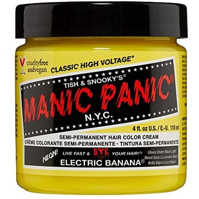 Manic Panic Electric Banana Classic Creme, tonalizante semipermanente para cabelo amarelo, 118 ml Manic Panic Electric Banana Classic Creme, tonalizante semipermanente para cabelo amarelo, 118 ml