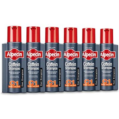 Alpecin Champô de cafeína C1 6 x 250 ml Contra a perda de cabelo hereditária palpável mais pelo Fortalece as raízes e o crescimento do cabelo Cuidados com o cabelo para homem fabricado Alpecin Champô de cafeína C1 6 x 250 ml Contra a perda de cabelo hereditária palpável mais pelo Fortalece as raízes e o crescimento do cabelo Cuidados com o cabelo para homem fabricado