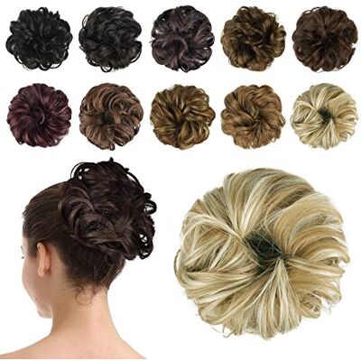 BARSDAR Maninos estéticos, natural ondulado de cavalo postiço cabelo sintético elástico desordenado Bun adesivo de cabelo extensões de cabelo Hair Bun para mulher 40 g BARSDAR Maninos estéticos, natural ondulado de cavalo postiço cabelo sintético elástico desordenado Bun adesivo de cabelo extensões de cabelo Hair Bun para mulher 40 g