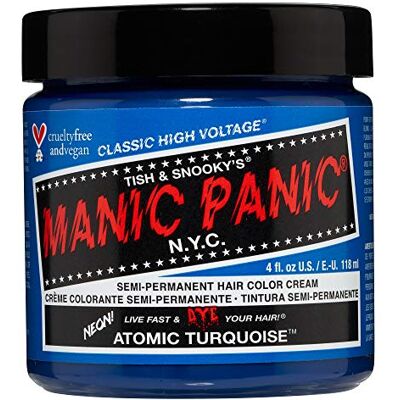 Manic Panic Atomic Turquoise Classic Creme, coloração semipermanente vegana e sem crueldade animal, 118 ml Manic Panic Atomic Turquoise Classic Creme, coloração semipermanente vegana e sem crueldade animal, 118 ml
