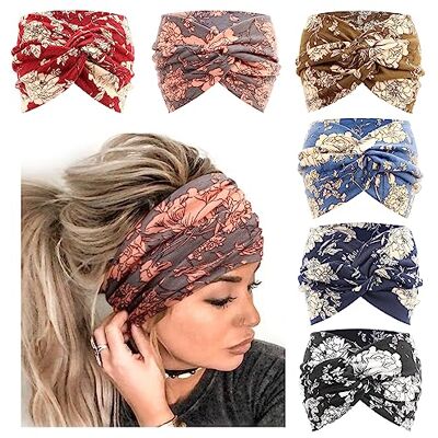 DRESHOW 6 peças faixas largas para mulheres extra grande turbante diadema boho head wrap elástico Hair Twisted Knot acessórios para o cabelo DRESHOW 6 peças faixas largas para mulheres extra grande turbante diadema boho head wrap elástico Hair Twisted Knot acessórios para o cabelo
